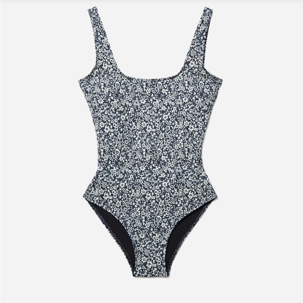 Everlane Square-Neck One-Piece Swimsuit Floral Mediun